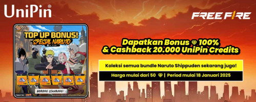 Top Up Diamonds Free Fire Special Naruto di UniPin – Raih Bonus Diamond 100% dan Cashback 20.000 UniPin Credits